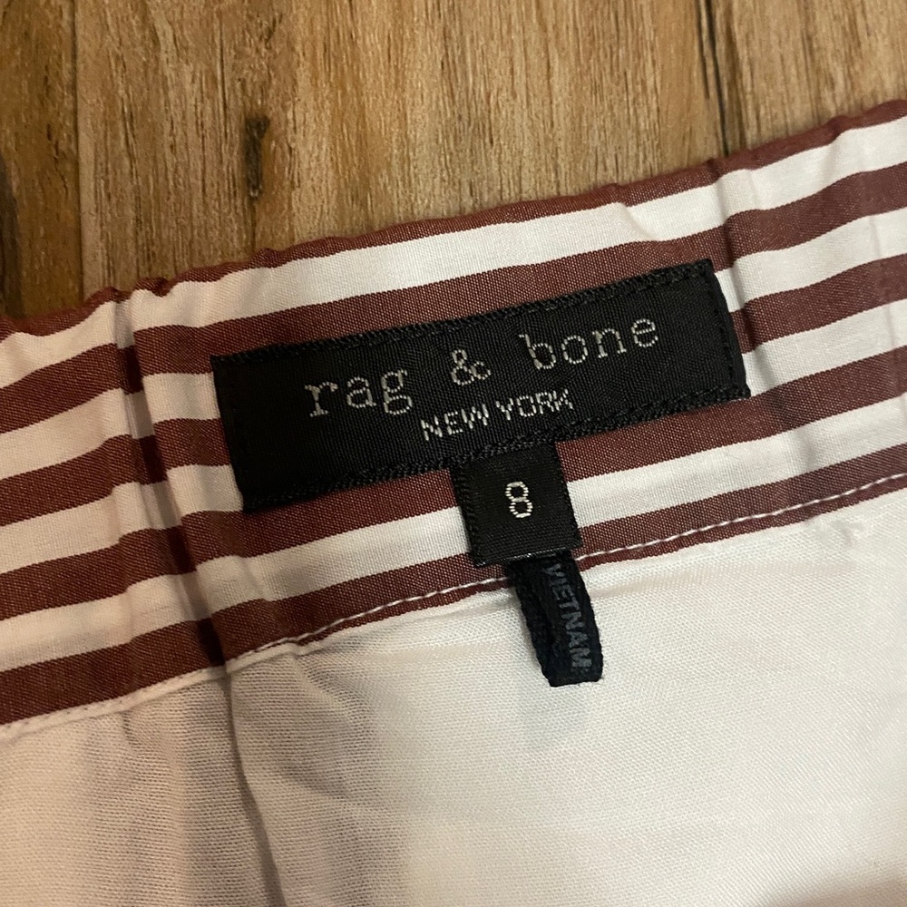 RAG & BONE Lacey Brown Poplin White Stripe Wide Leg Pant Womens Sz 8 - Picture 10 of 14